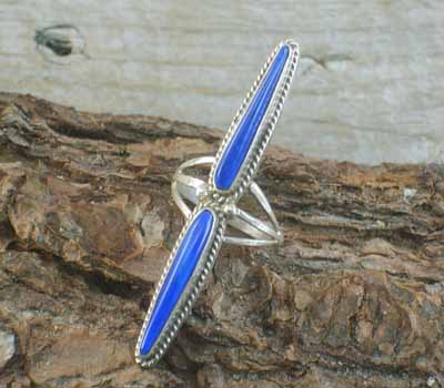 Native American Lapis Ring- sz 8.5- Long